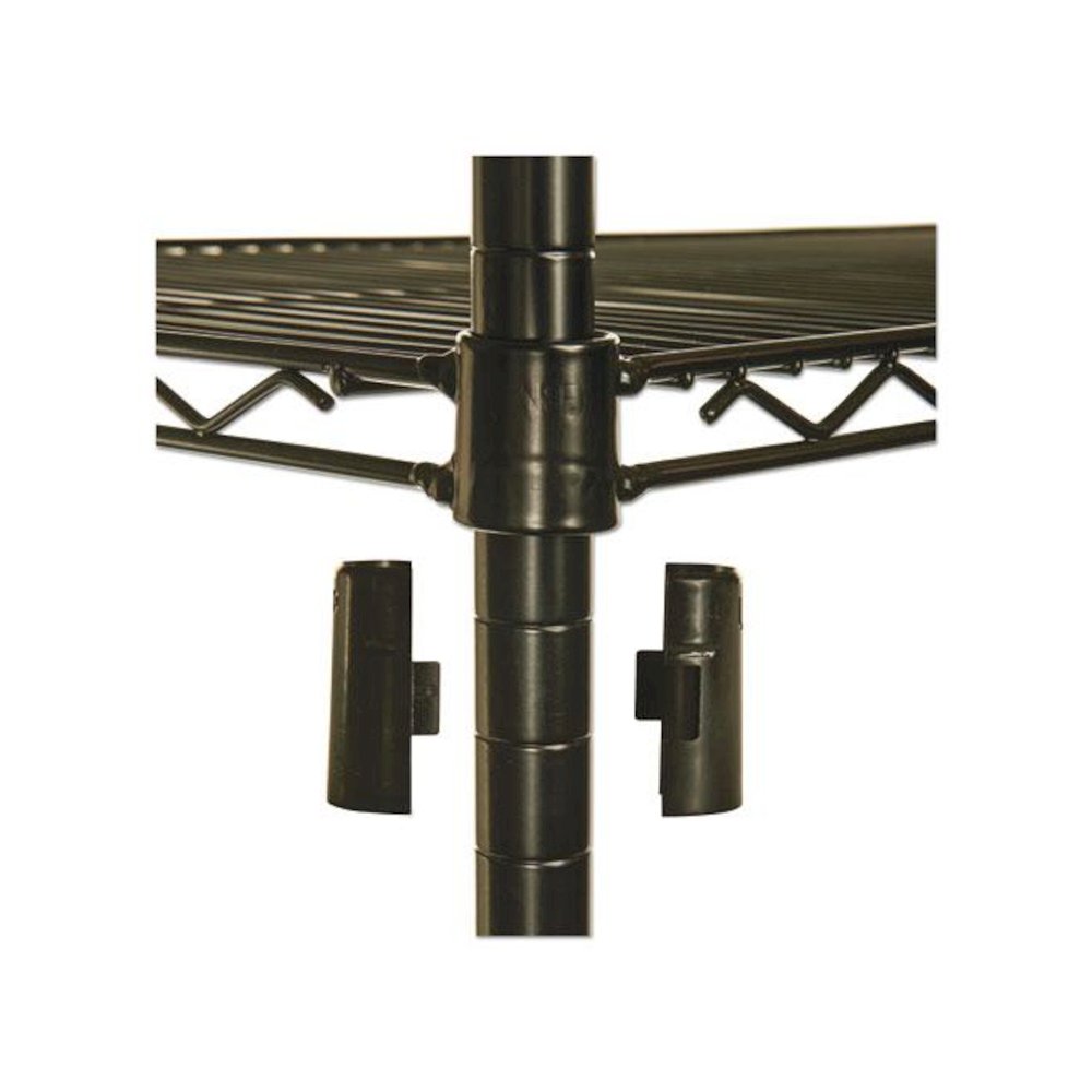 NSF Certified Industrial Four-Shelf Wire Shelving Kit, 36w x 18d x 72h, Black. Picture 5