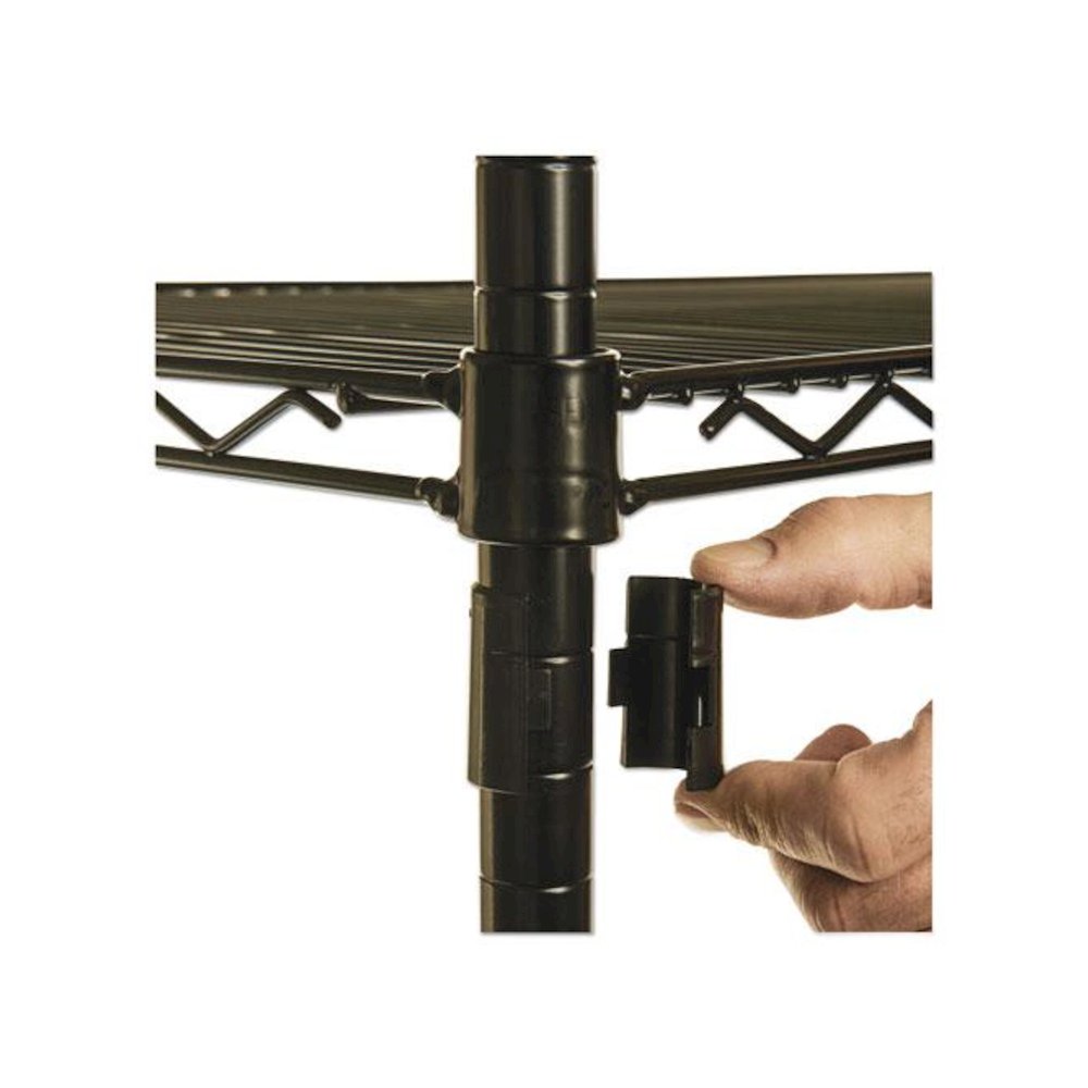 NSF Certified Industrial Four-Shelf Wire Shelving Kit, 36w x 18d x 72h, Black. Picture 6