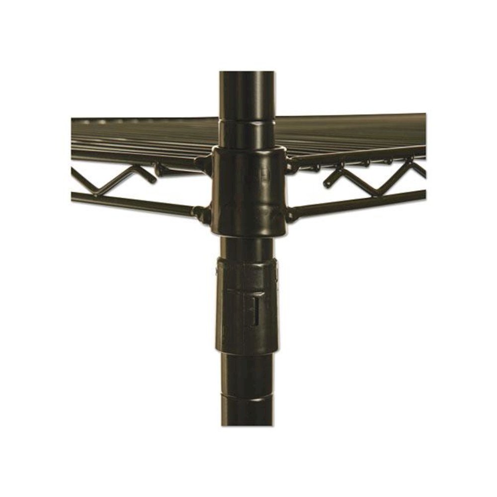 NSF Certified Industrial Four-Shelf Wire Shelving Kit, 36w x 18d x 72h, Black. Picture 7