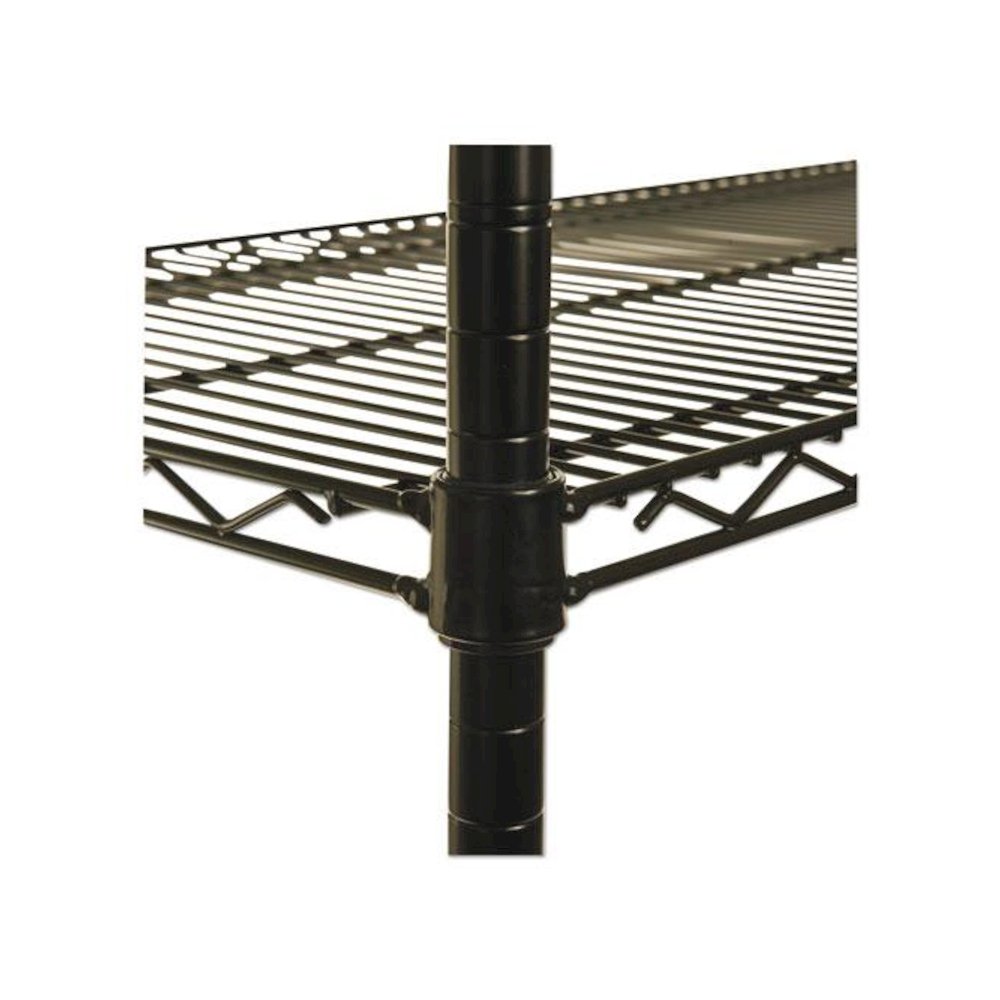 NSF Certified Industrial Four-Shelf Wire Shelving Kit, 36w x 18d x 72h, Black. Picture 8