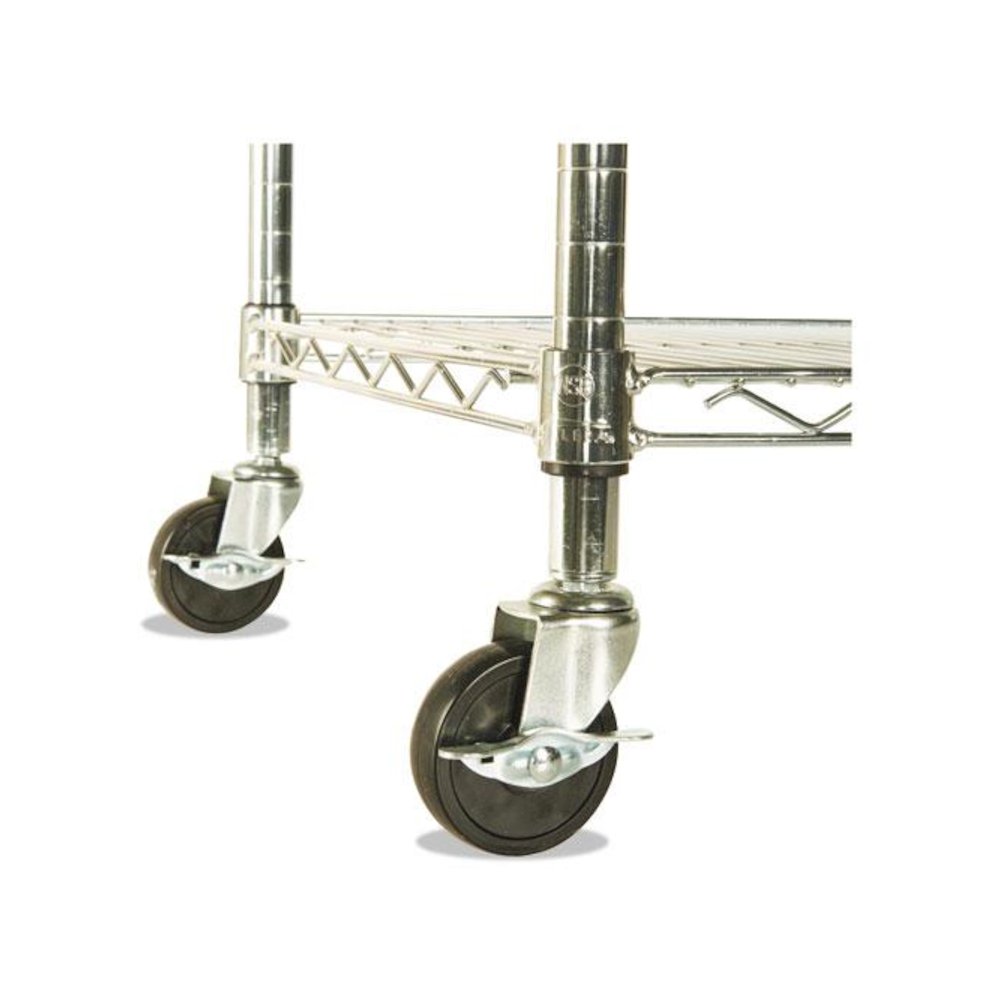 NSF Certified 4-Shelf Wire Shelving Kit with Casters, 48w x 18d x 72h, Silver. Picture 8