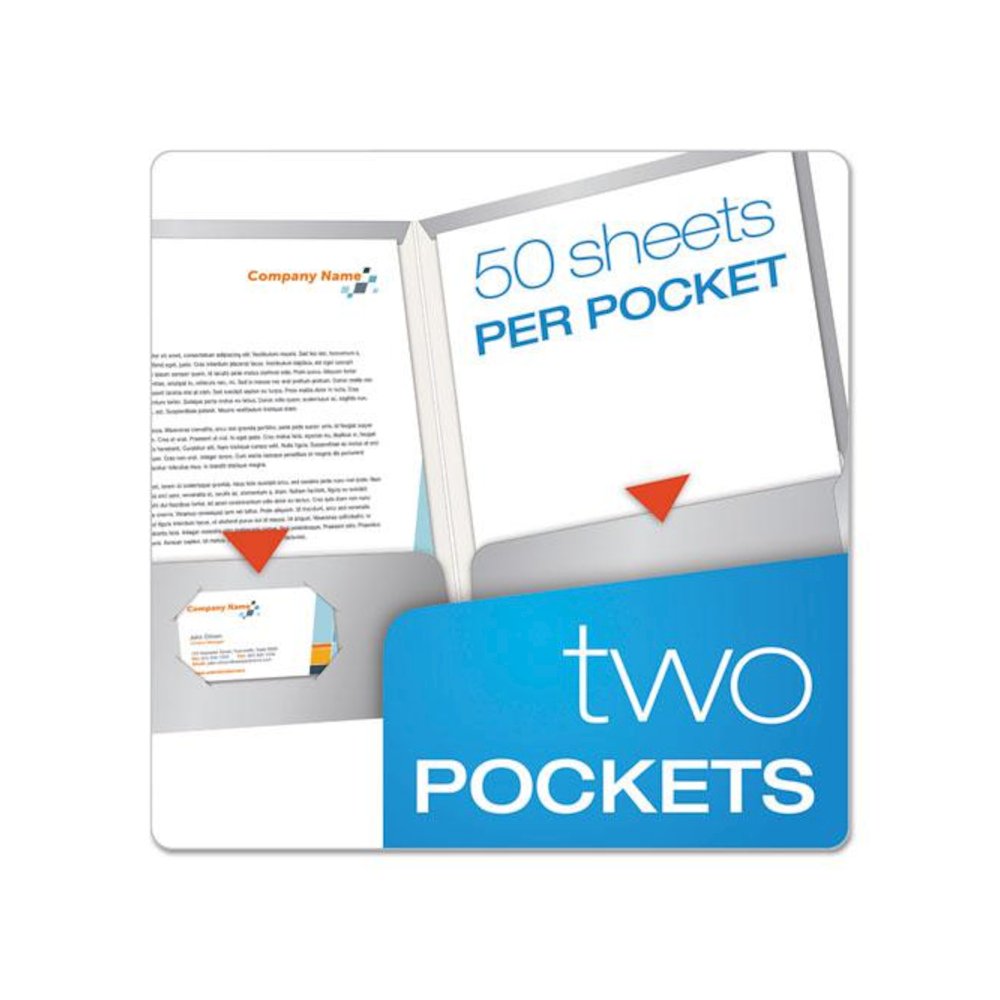 Laminated Twin Pocket Folders, Accommodates (100) 11 x 8.5 Sheets, Gray, 25/Box. Picture 3