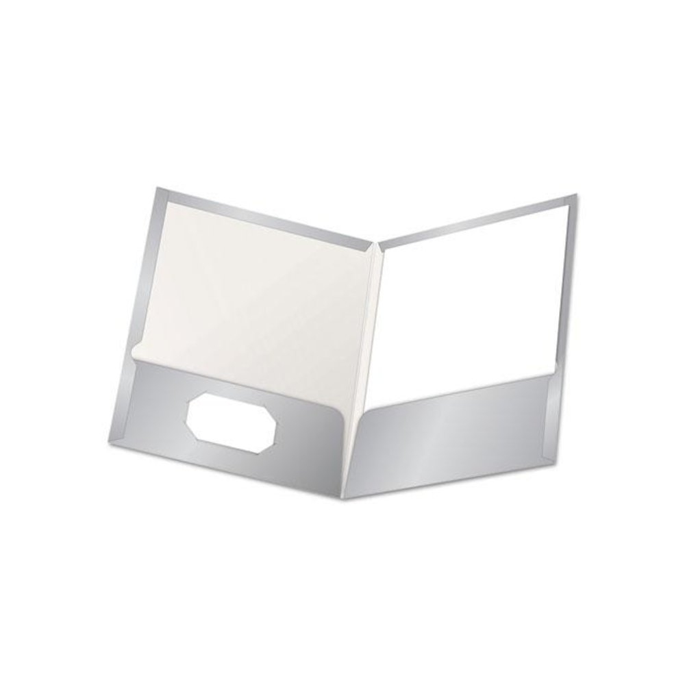 Laminated Twin Pocket Folders, Accommodates (100) 11 x 8.5 Sheets, Gray, 25/Box. Picture 1