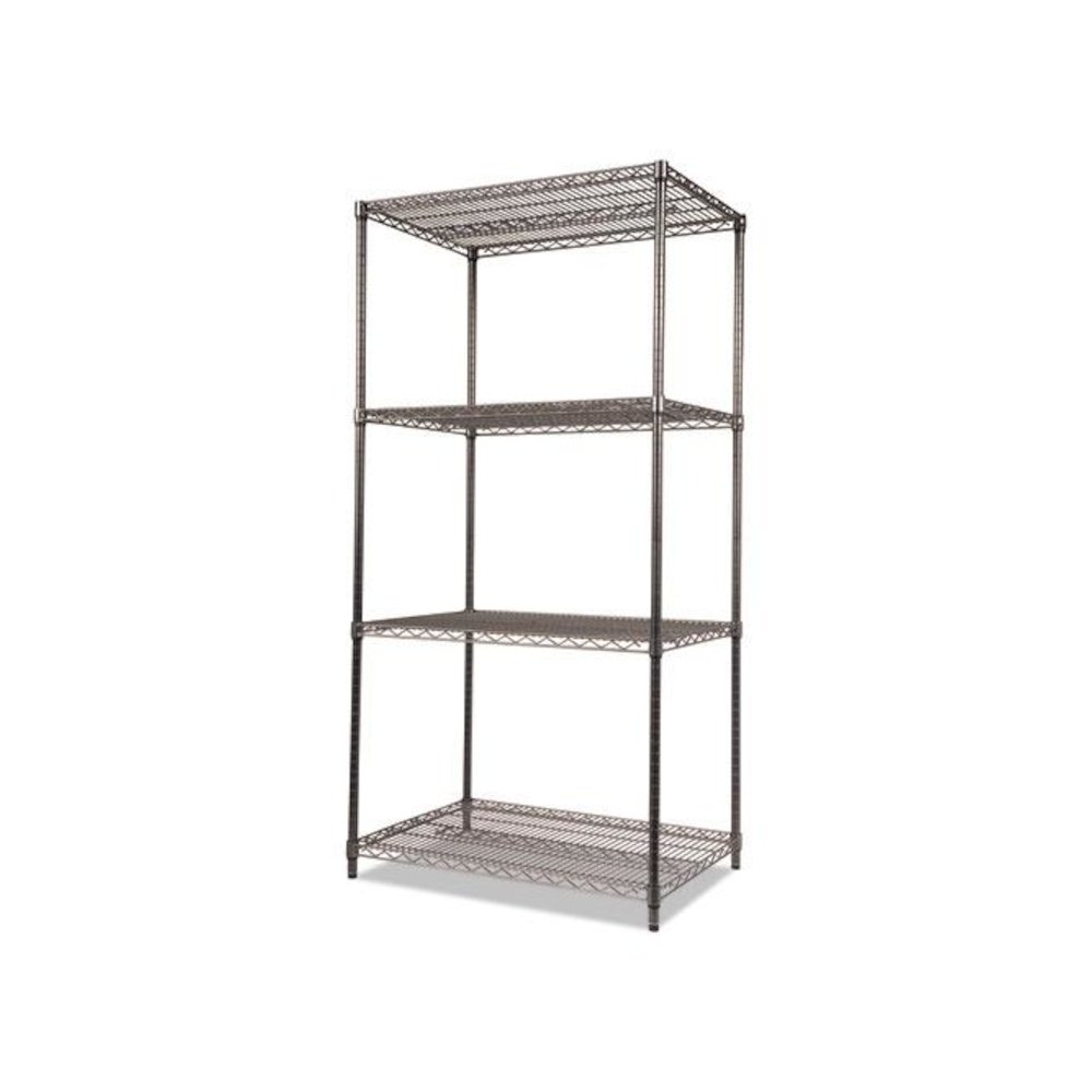 Wire Shelving Starter Kit, Four-Shelf, 36w x 24d x 72h, Black Anthracite. Picture 3