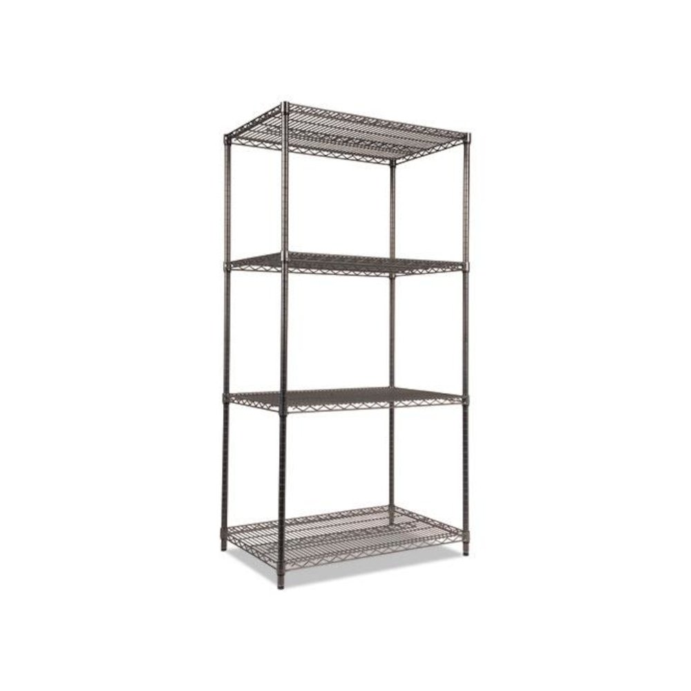 Wire Shelving Starter Kit, Four-Shelf, 36w x 24d x 72h, Black Anthracite. Picture 1