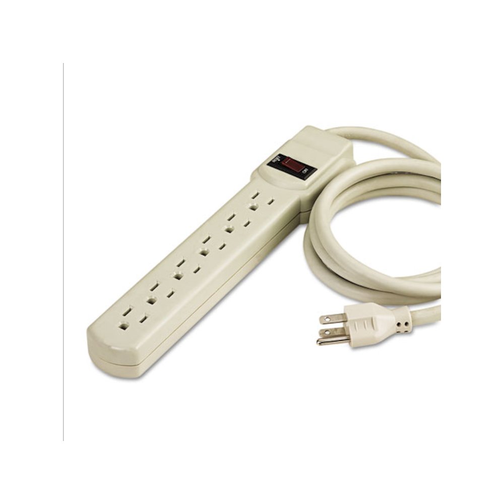 Power Strip, 6 Outlets, 4 ft Cord, Ivory. Picture 2