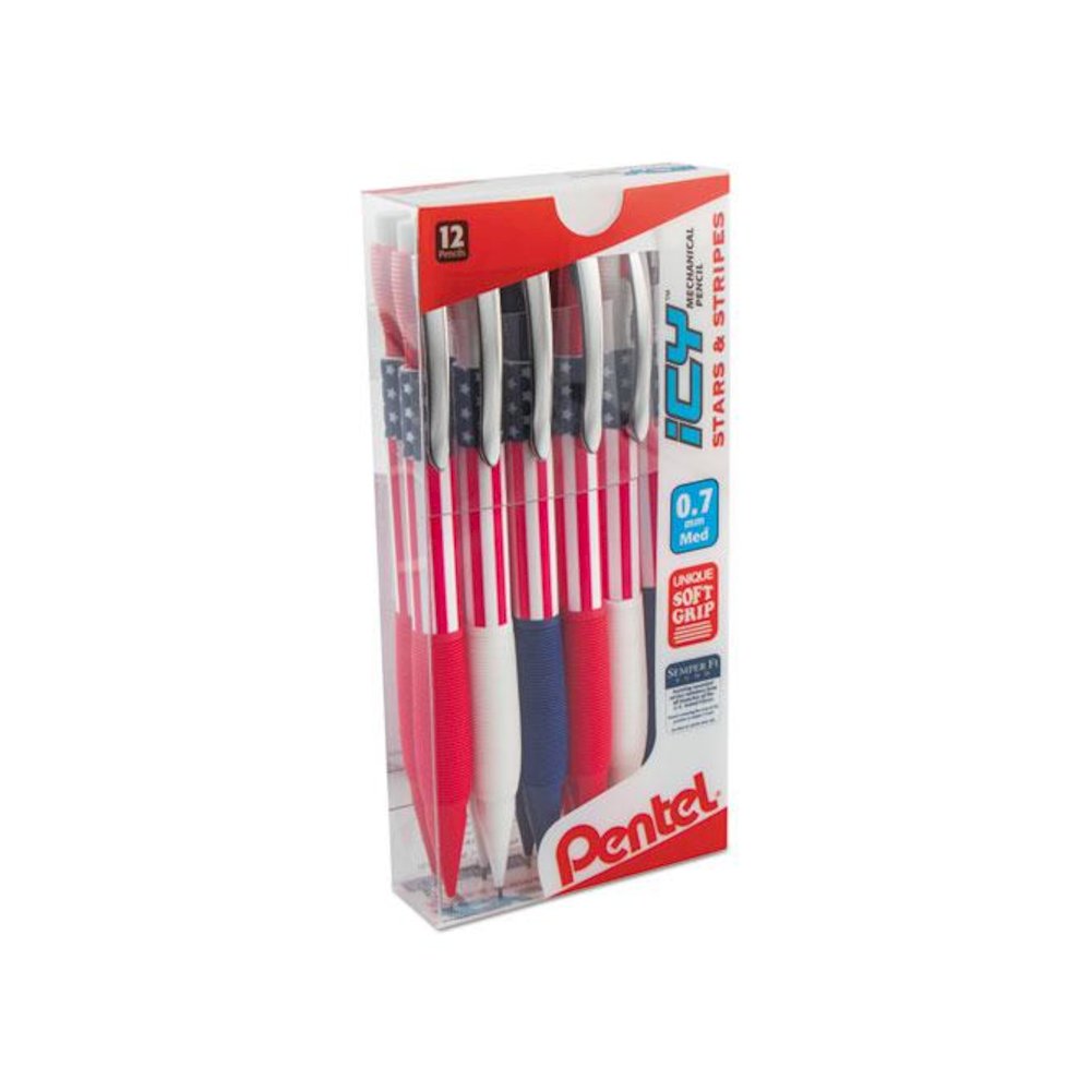 Icy Mechanical Pencil, 0.5 mm, HB (#2), Black Lead, Transparent Blue Barrel, Dozen. Picture 2