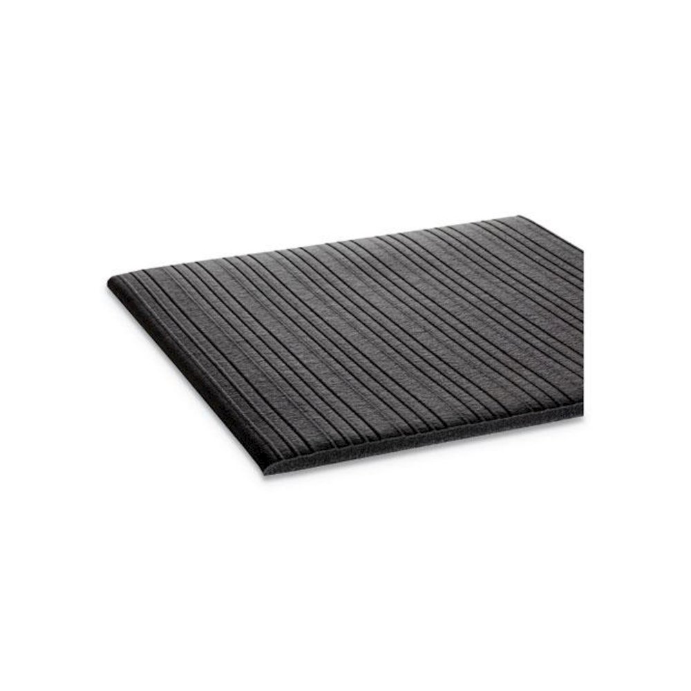 Ribbed Vinyl Anti-Fatigue Mat, Rectangular, Black Ribbed Surface, 36" x 60". Picture 2