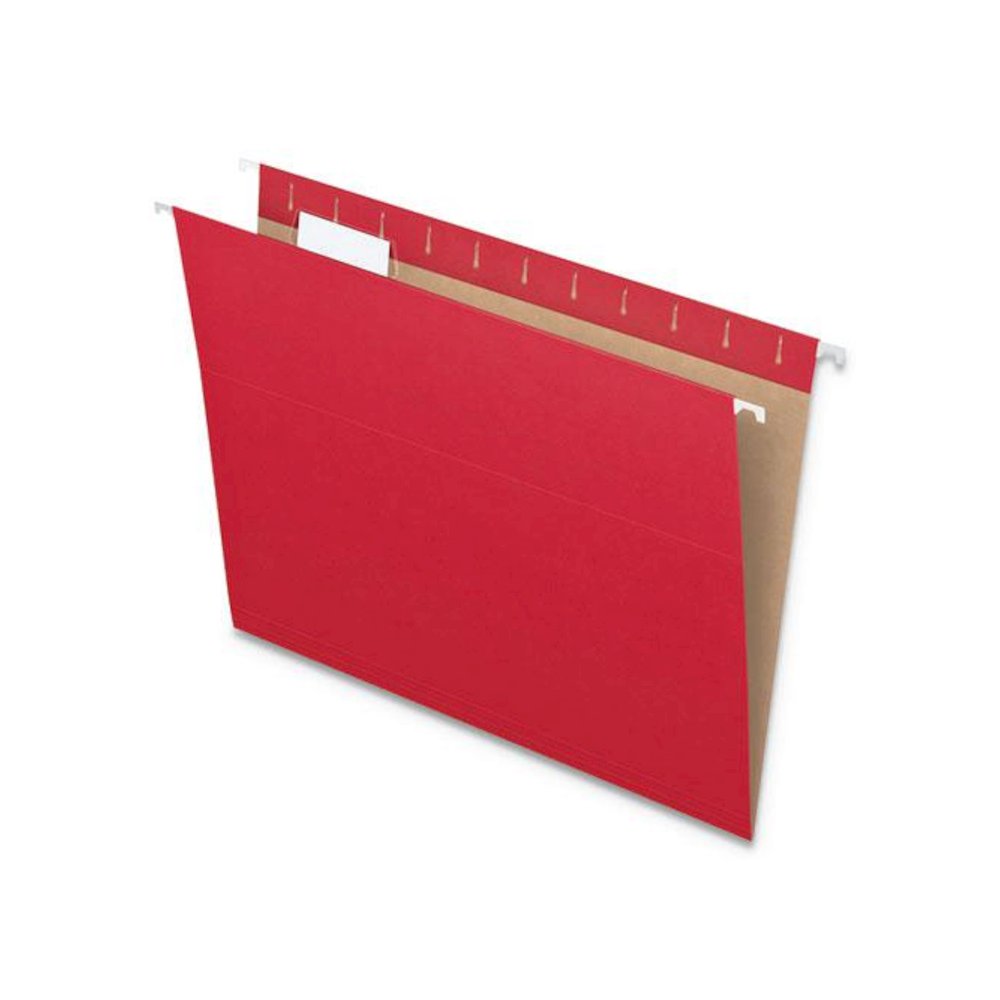 Colored Hanging Folders, Letter Size, 1/5-Cut Tabs, Red, 25/Box. Picture 8