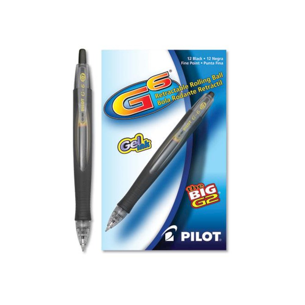 G6 Gel Pen, Retractable, Fine 0.7 mm, Black Ink, Black Barrel. Picture 2