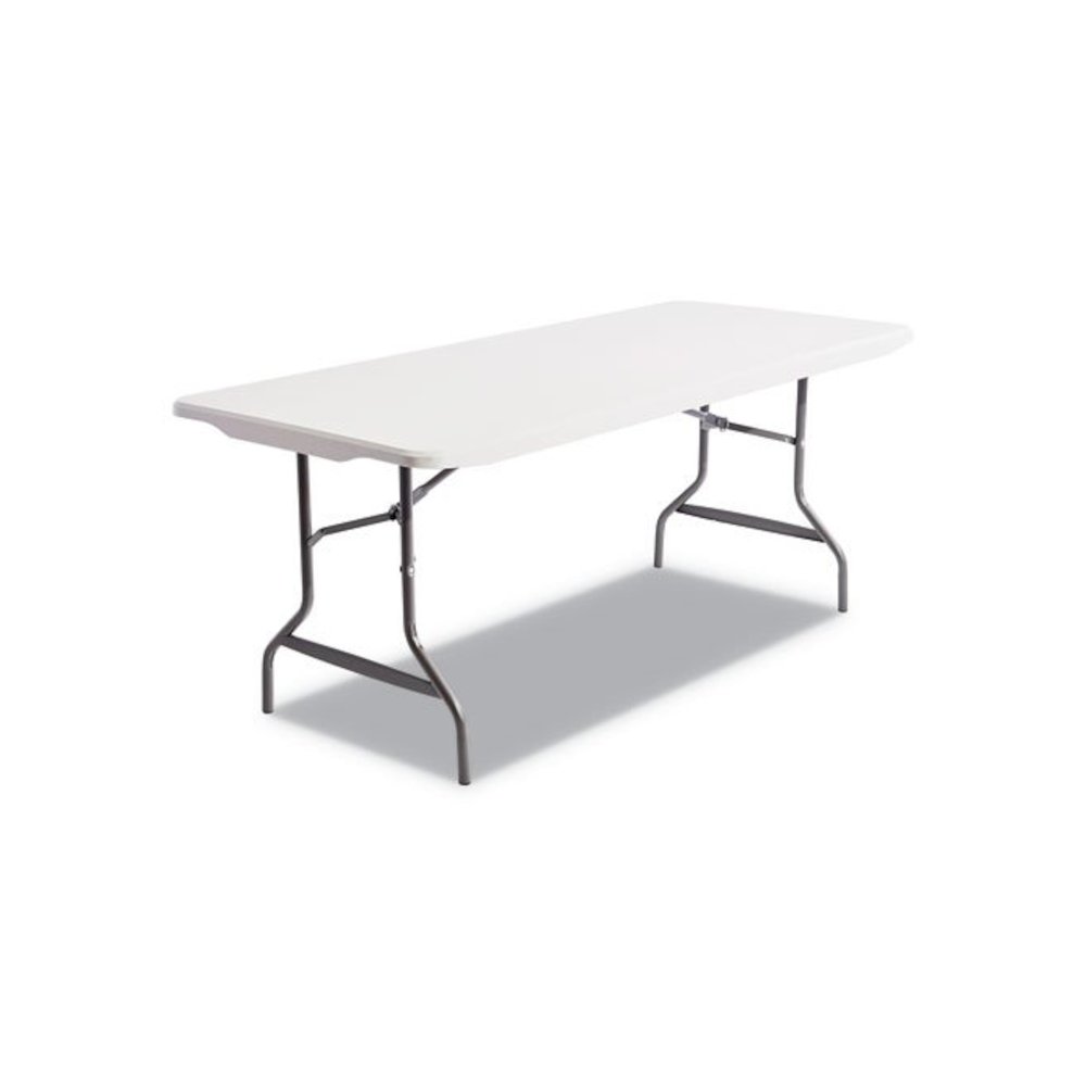 Resin Rectangular Folding Table, Square Edge, 72w x 30d x 29h, Platinum. Picture 1