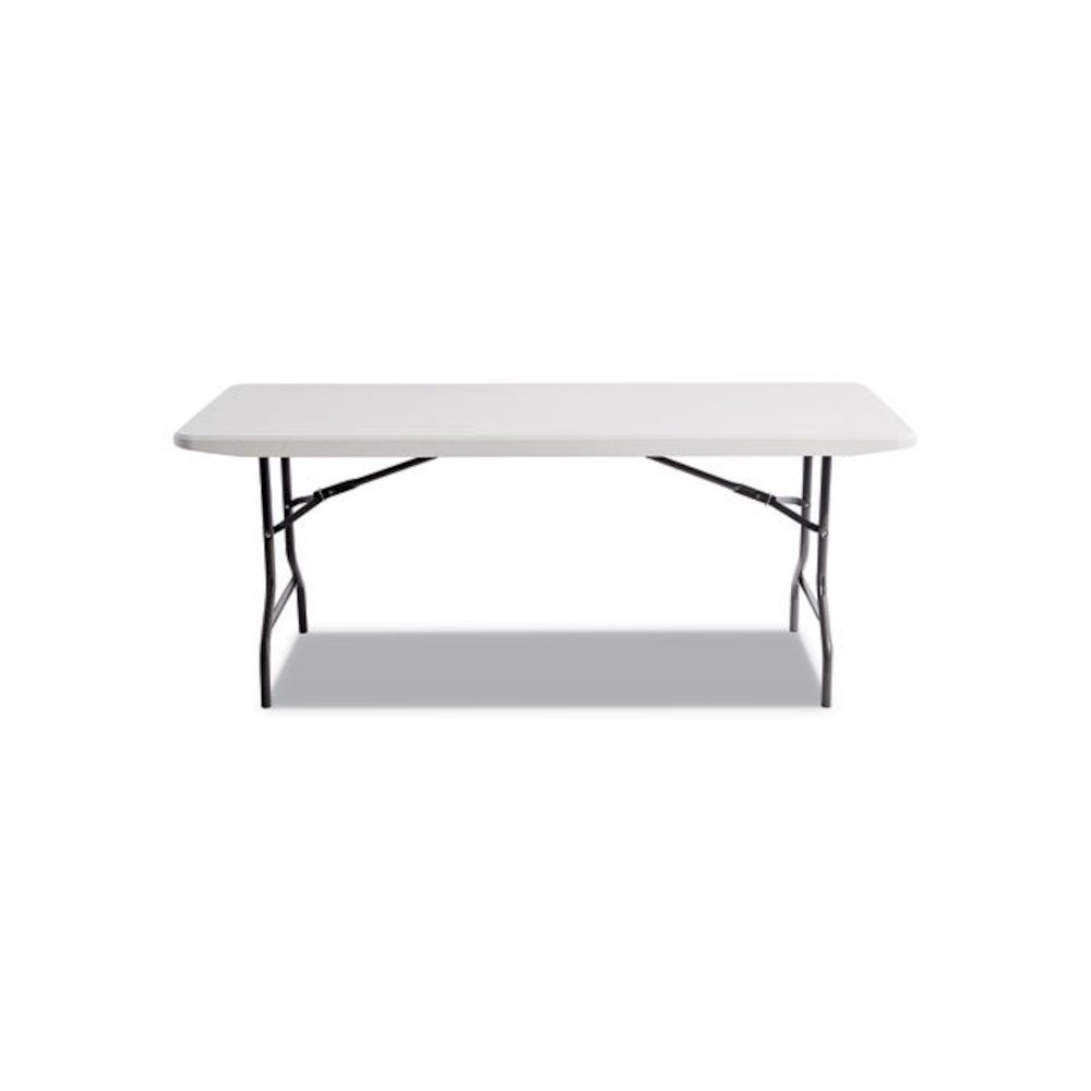 Resin Rectangular Folding Table, Square Edge, 72w x 30d x 29h, Platinum. Picture 2
