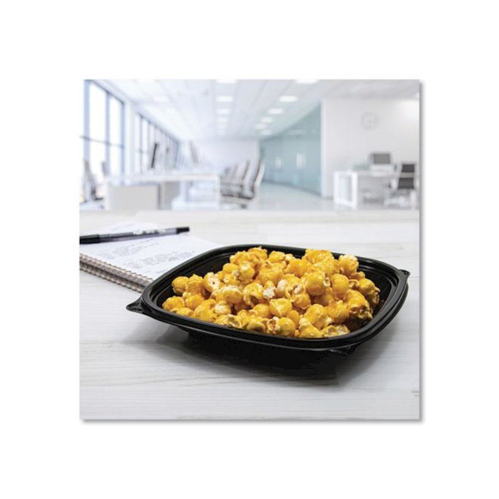 PresentaBowls Pro Black Square Bowls, 24 oz, 8.5 x 8.5 x 1.8, Plastic, 63/Bag, 4 Bags/Carton. Picture 5