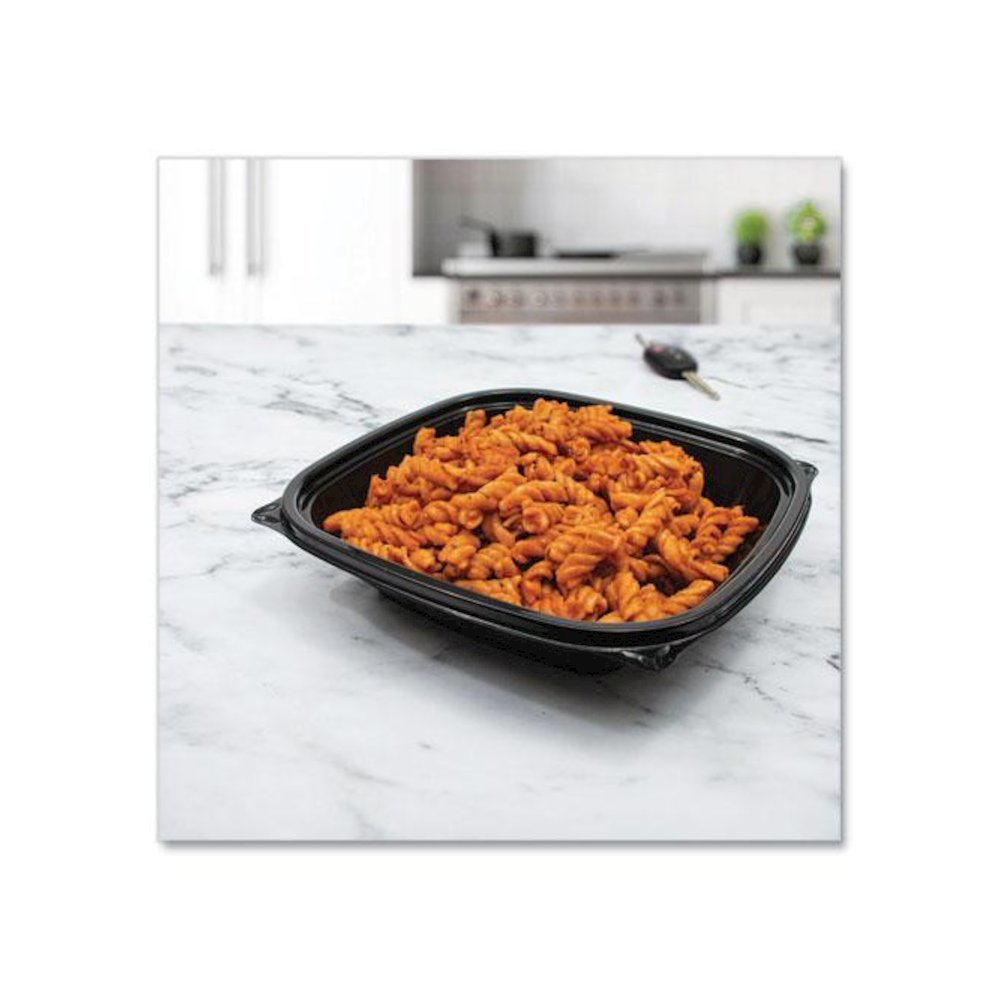 PresentaBowls Pro Black Square Bowls, 24 oz, 8.5 x 8.5 x 1.8, Plastic, 63/Bag, 4 Bags/Carton. Picture 6