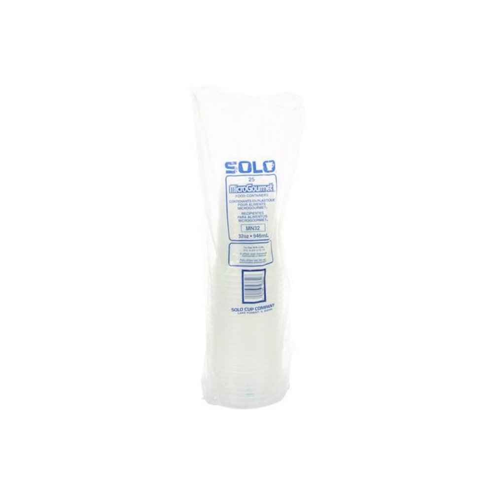 Microgourmet Plastic Deli Container, 32 oz, 4.7" Diameter x 5.7" h, Clear, 500/Carton. Picture 2