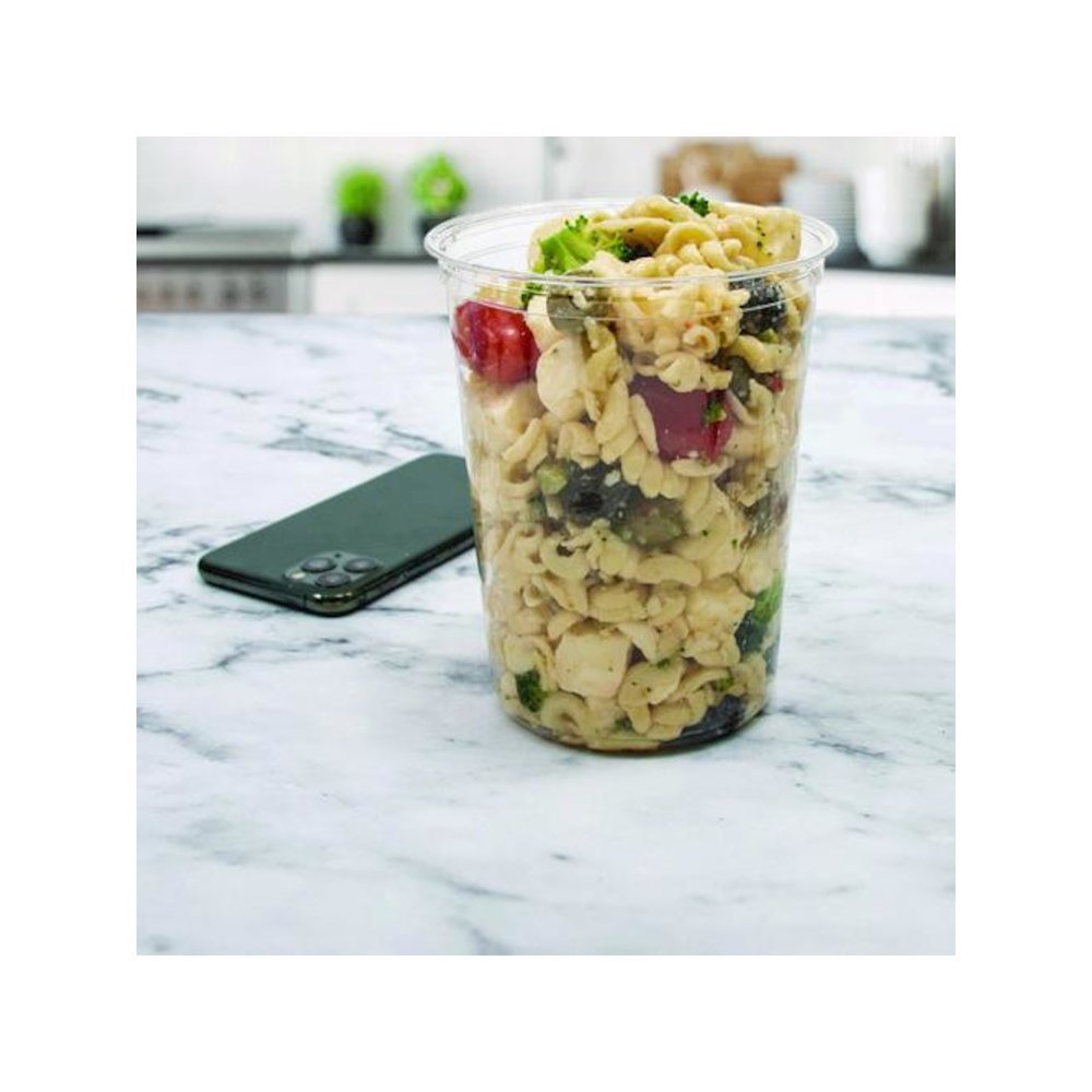 Microgourmet Plastic Deli Container, 32 oz, 4.7" Diameter x 5.7" h, Clear, 500/Carton. Picture 5