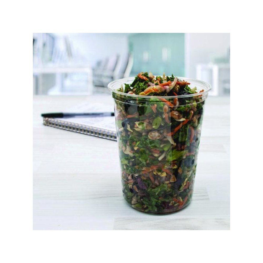 Microgourmet Plastic Deli Container, 32 oz, 4.7" Diameter x 5.7" h, Clear, 500/Carton. Picture 6
