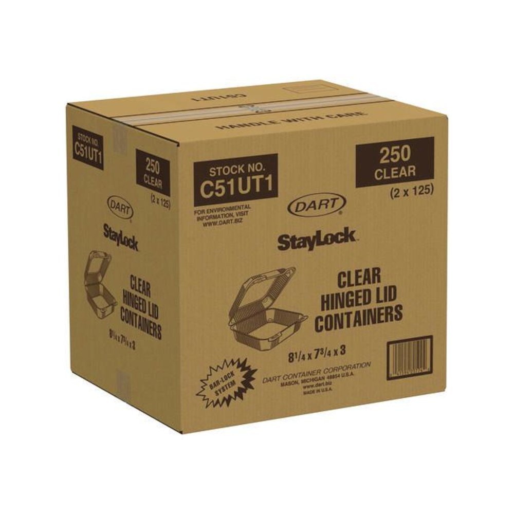 StayLock Clear Hinged Lid Containers, 7.8 x 8.3 x 3, Clear, Plastic, 125/Bag, 2 Bags/Carton. Picture 4
