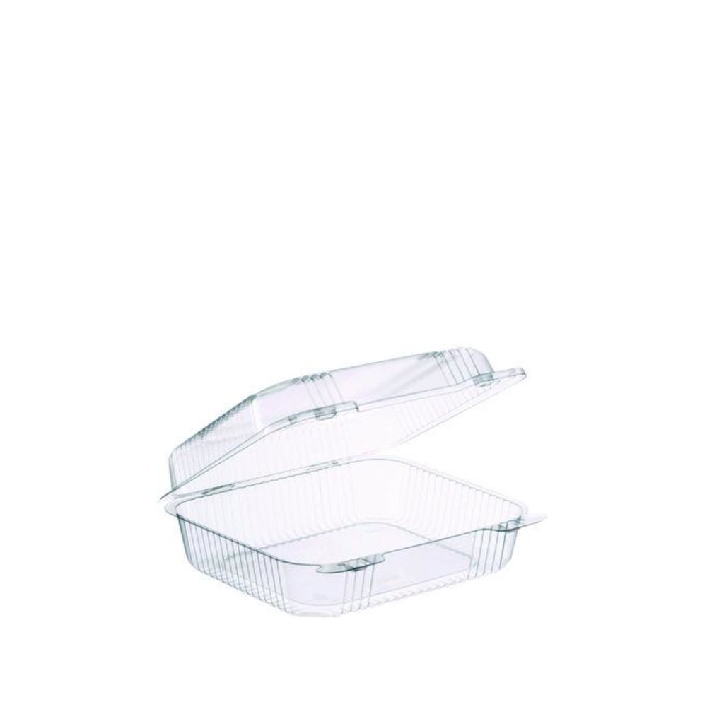 StayLock Clear Hinged Lid Containers, 7.8 x 8.3 x 3, Clear, Plastic, 125/Bag, 2 Bags/Carton. Picture 1