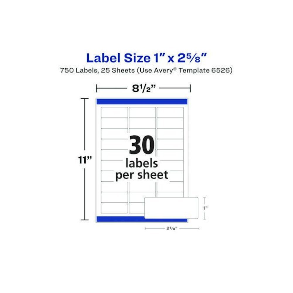 Glossy White Easy Peel Mailing Labels w/ Sure Feed Technology, Laser Printers, 1 x 2.63, White, 30/Sheet, 25 Sheets/Pack. Picture 6