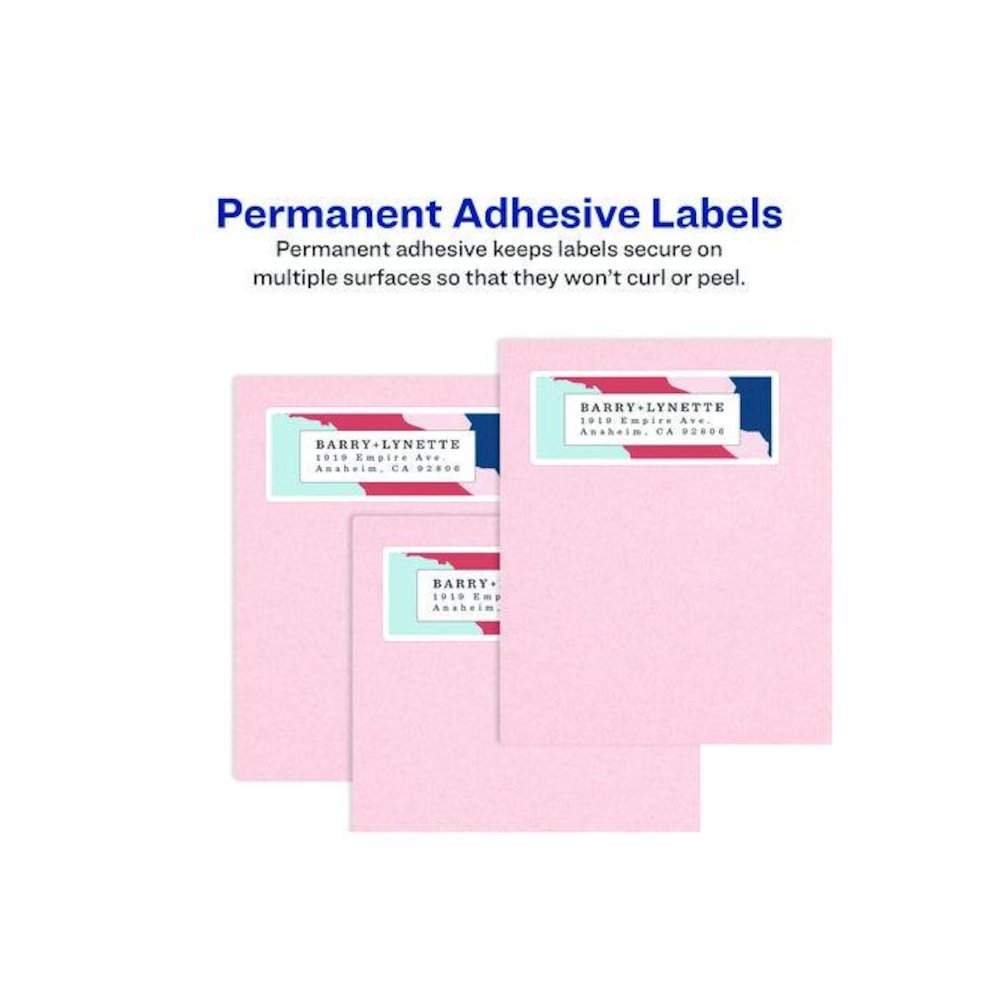 Glossy White Easy Peel Mailing Labels w/ Sure Feed Technology, Laser Printers, 1 x 2.63, White, 30/Sheet, 25 Sheets/Pack. Picture 7