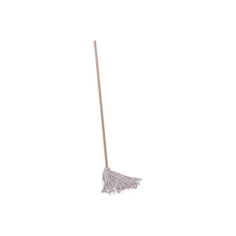 Cotton Deck Mop, #16 White Cotton Head, 50" Wood Handle, 12/Carton. Picture 2