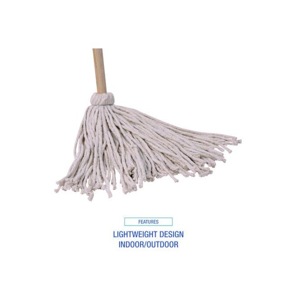 Cotton Deck Mop, #16 White Cotton Head, 50" Wood Handle, 12/Carton. Picture 4