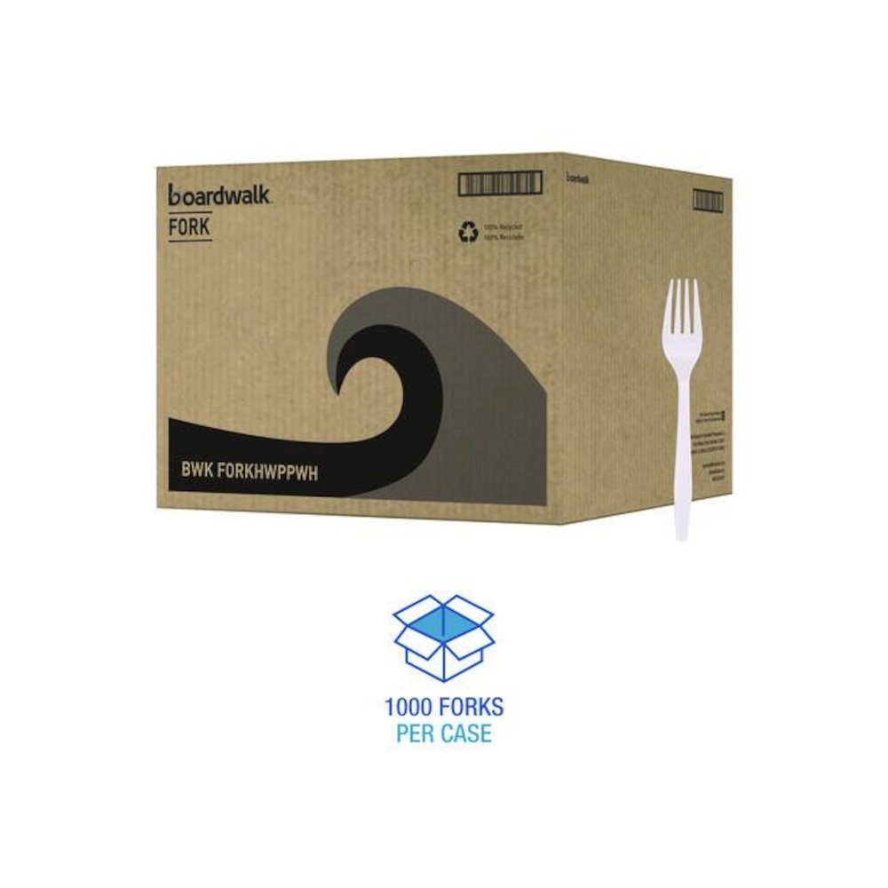 Heavyweight Polypropylene Cutlery, Fork, Plastic, White, 1,000/Carton. Picture 4