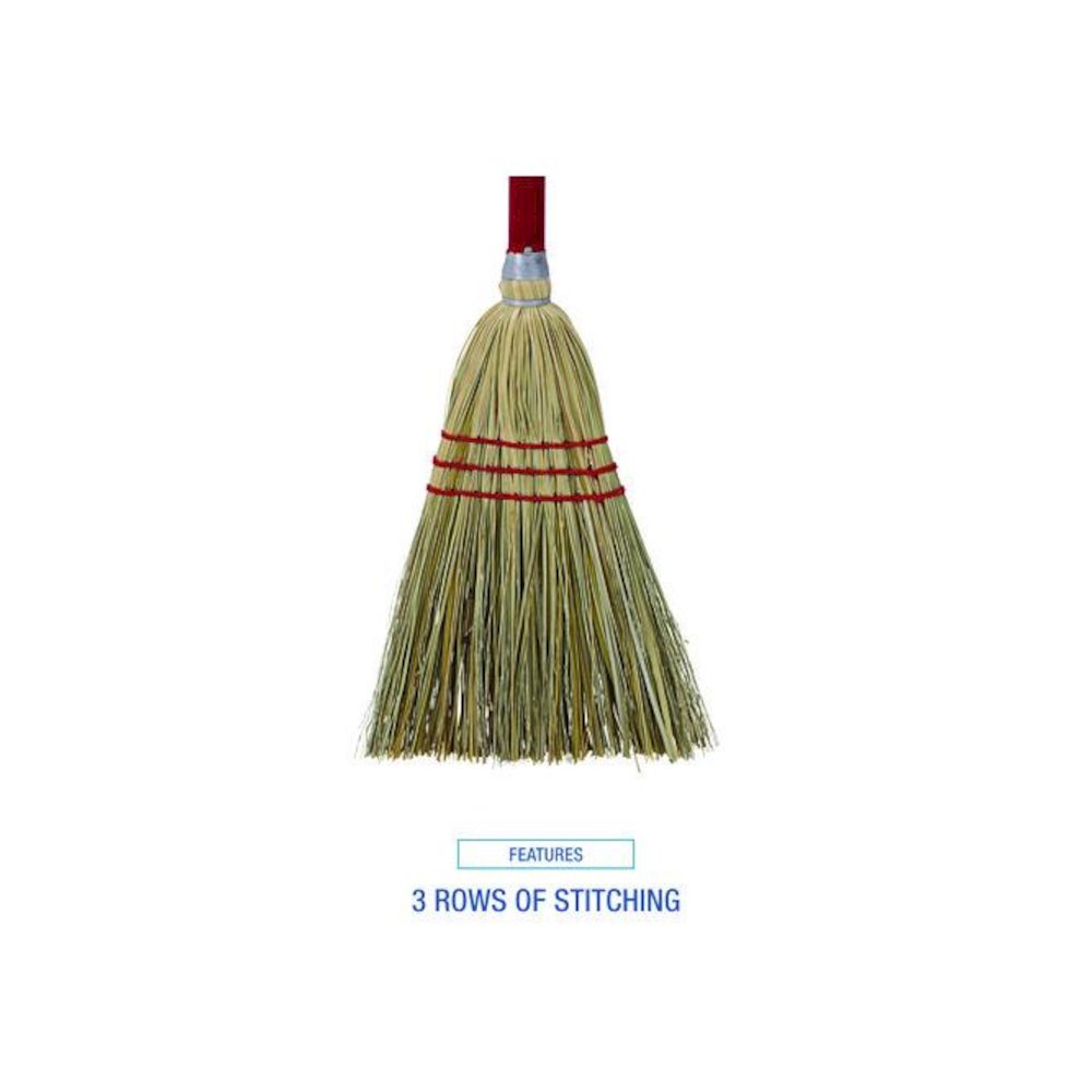 Corn/Fiber Brooms, Corn/Synthetic Fiber Bristles, 36" Overall Length, Gray/Natural, 12/Carton. Picture 4
