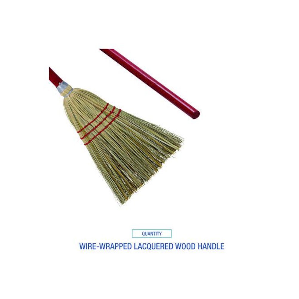 Corn/Fiber Brooms, Corn/Synthetic Fiber Bristles, 36" Overall Length, Gray/Natural, 12/Carton. Picture 6