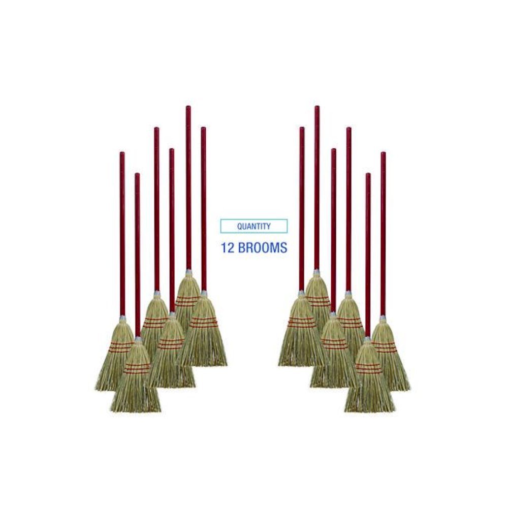 Corn/Fiber Brooms, Corn/Synthetic Fiber Bristles, 36" Overall Length, Gray/Natural, 12/Carton. Picture 8