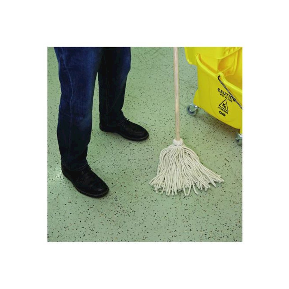 Cotton Deck Mop, #16 White Cotton Head, 50" Wood Handle, 12/Carton. Picture 6