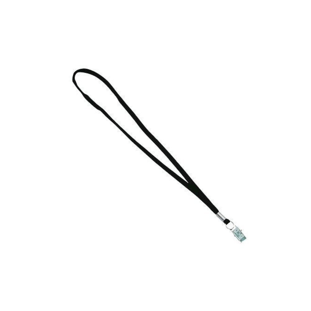 Metal Flat Clip Lanyard, 36" Long, Black, 100/Pack. Picture 3