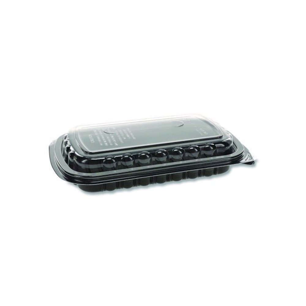 MealMaster Rib Container, 10 x 7.1 x 2.1, Black/Clear, Plastic, 90/Carton. Picture 1