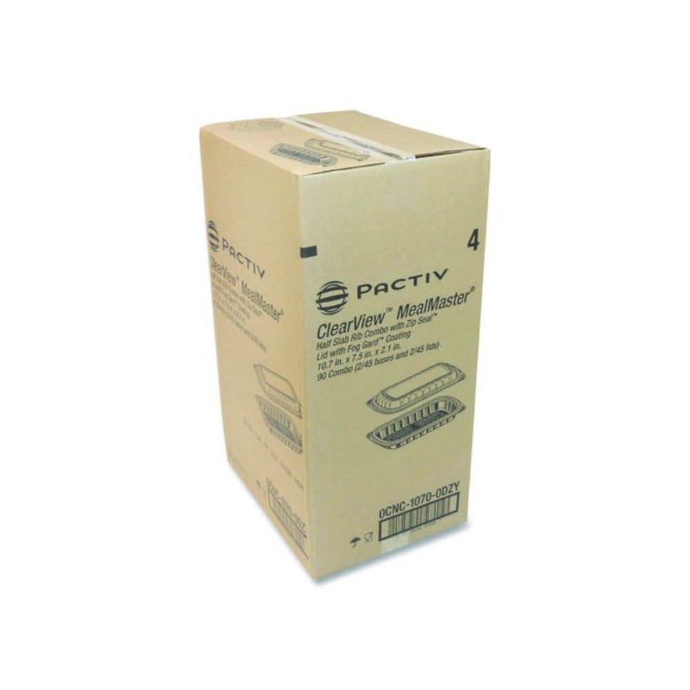 MealMaster Rib Container, 10 x 7.1 x 2.1, Black/Clear, Plastic, 90/Carton. Picture 2