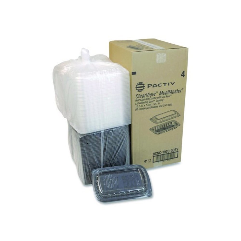 MealMaster Rib Container, 10 x 7.1 x 2.1, Black/Clear, Plastic, 90/Carton. Picture 4