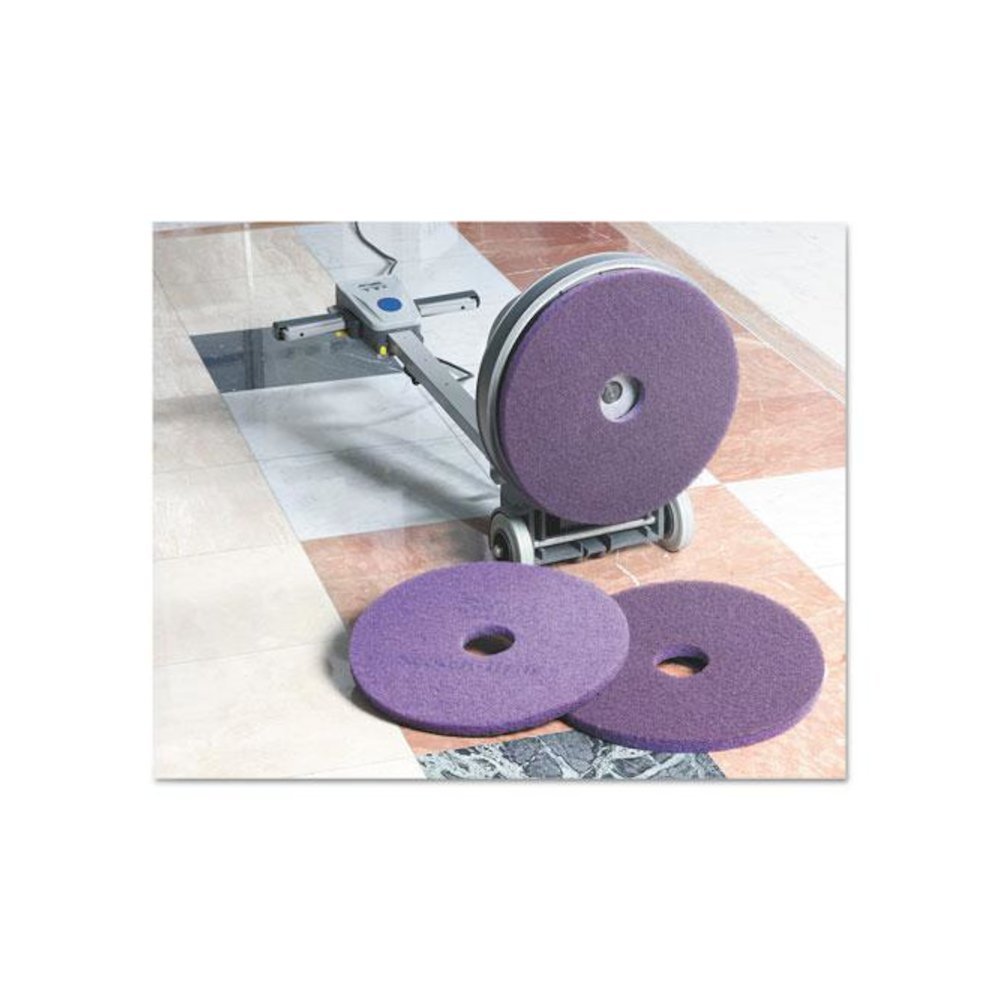 Diamond Floor Pads, 20" Diameter, Purple, 5/Carton. Picture 2