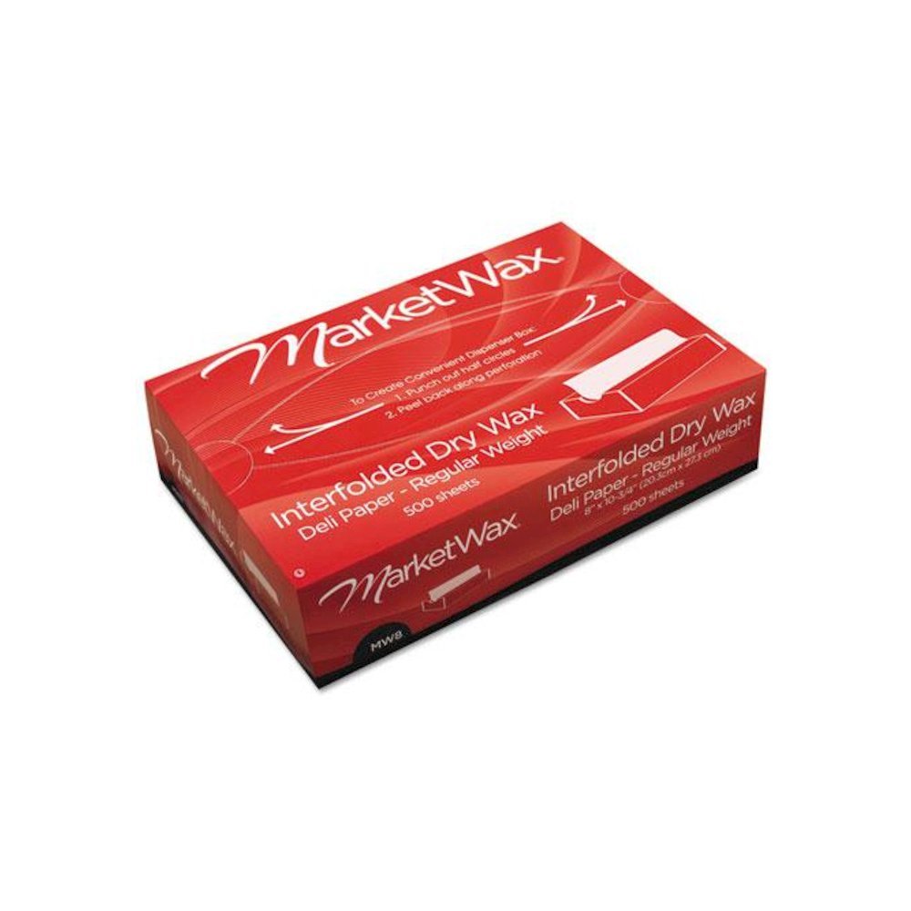 Interfolded Dry Wax Deli Paper, 8" x 10-3/4", White, 500/Box, 12 Boxes/Carton. Picture 1