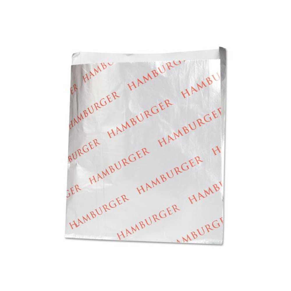 Foil Hamburger Bags, 6 x 3/4 x 6 1/2, Silver, 1000 per Carton. Picture 1