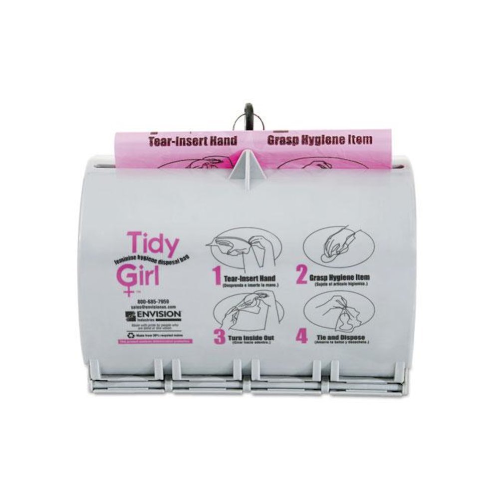 Plastic Feminine Hygiene Disposal Bag Dispenser, Gray. Picture 1
