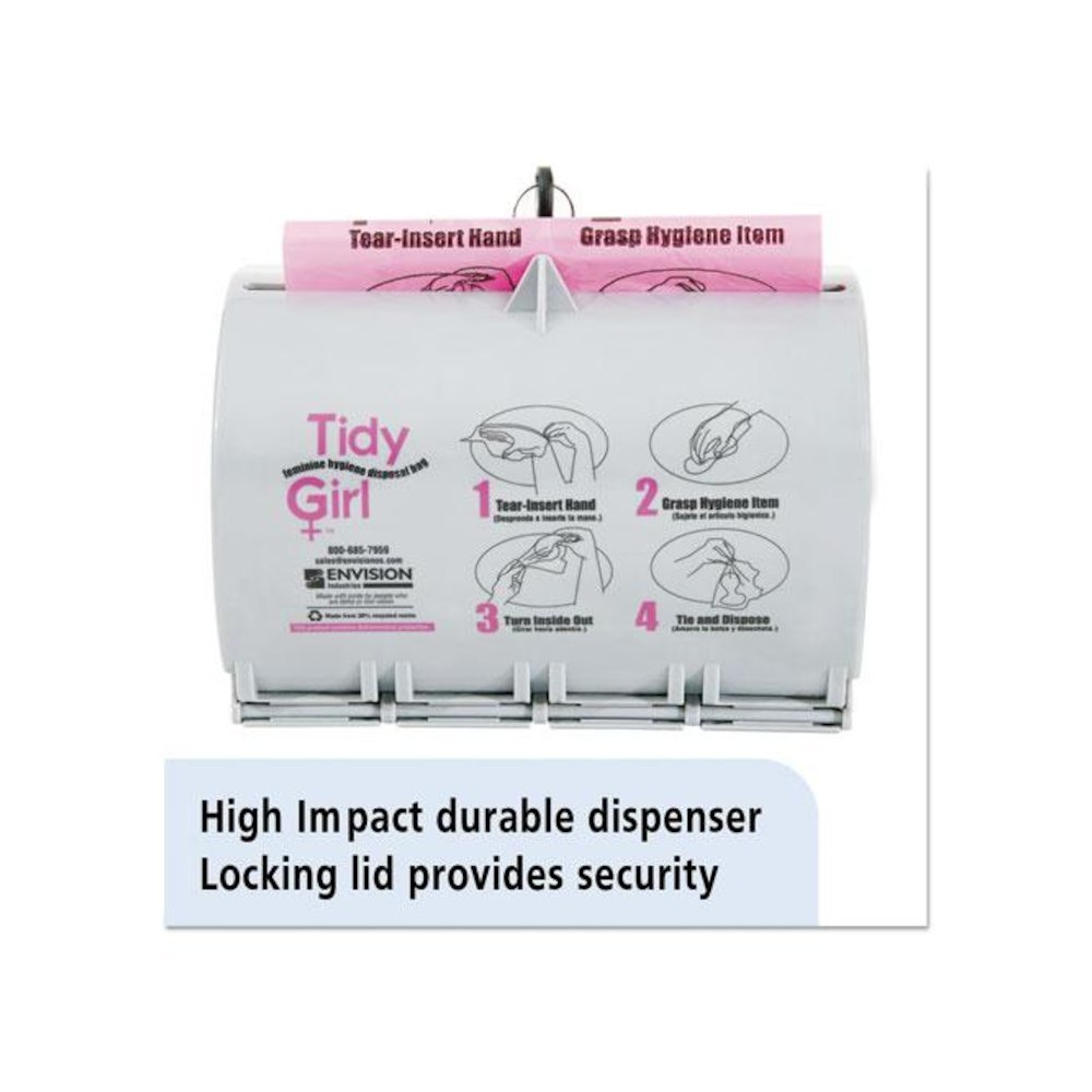 Plastic Feminine Hygiene Disposal Bag Dispenser, Gray. Picture 7