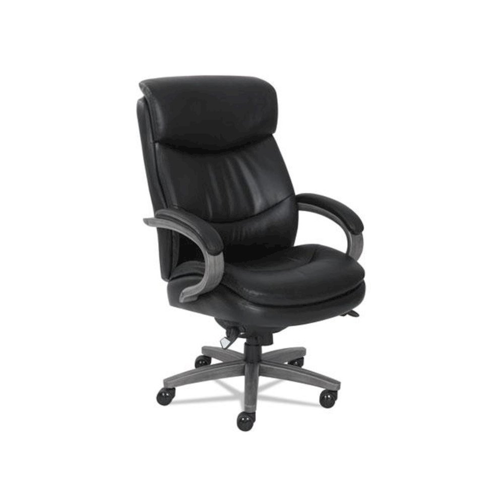 Woodbury Big/Tall Executive Chair, Supports Up to 400 lb, 20.25" to 23.25" Seat Height, Black Seat/Back, Weathered Gray Base. Picture 1