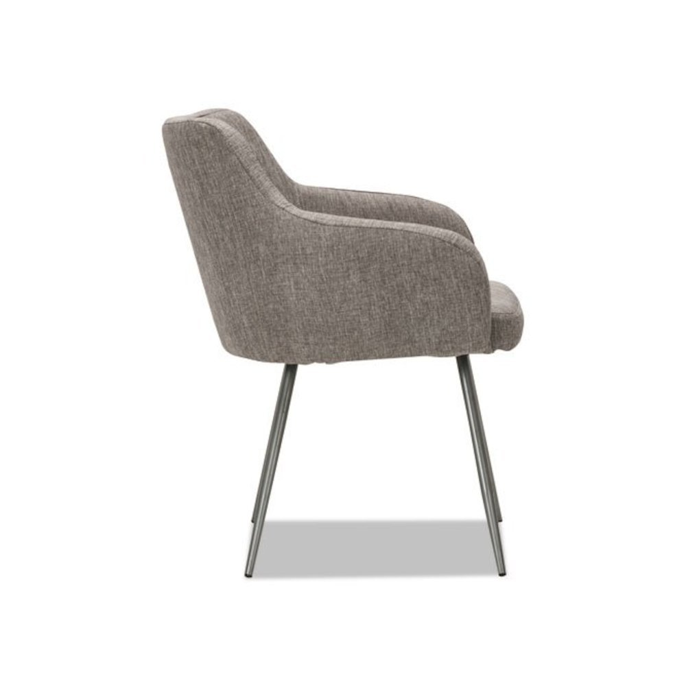Alera Captain Series Guest Chair, 23.8" x 24.6" x 30.1", Gray Tweed Seat, Gray Tweed Back, Chrome Base. Picture 3