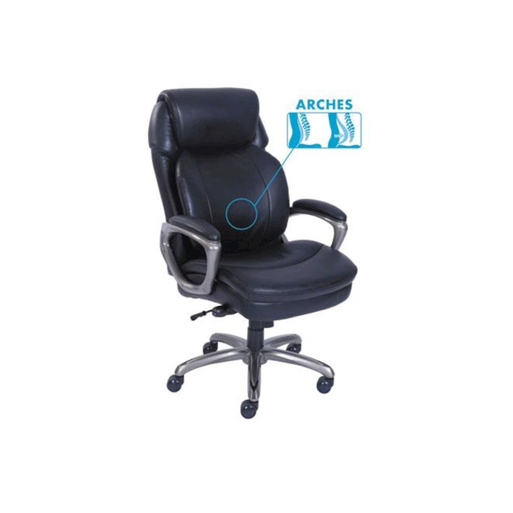 Cosset High-Back Executive Chair, Supports Up to 275 lb, 18.75" to 21.75" Seat Height, Black Seat/Back, Slate Base. Picture 1