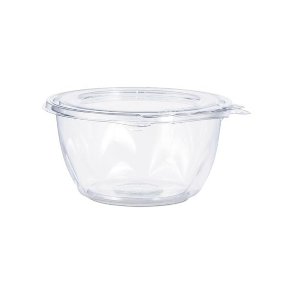 SafeSeal Tamper-Resistant, Tamper-Evident Bowls with Flat Lid, 16 oz, 5.5" Diameter x 2.7" h, Clear, Plastic, 240/Carton. Picture 1