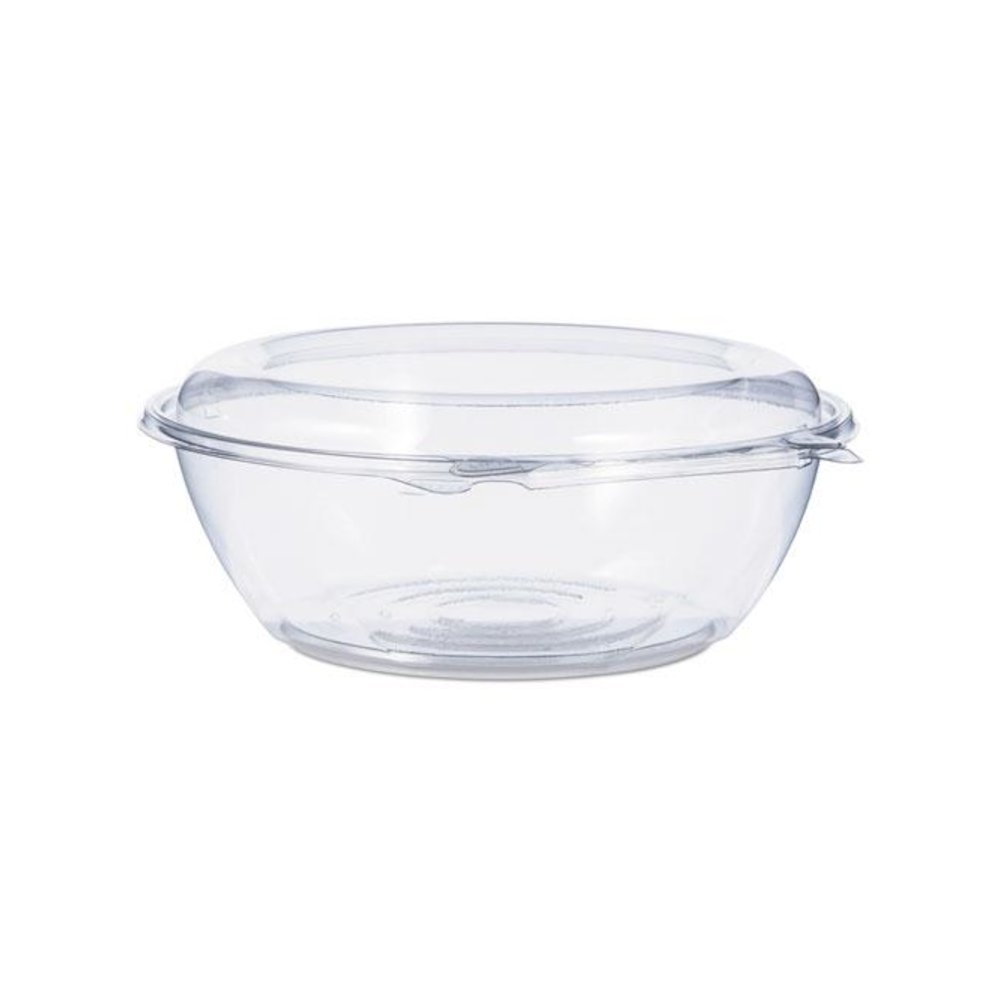 SafeSeal Tamper-Resistant, Tamper-Evident Bowls with Dome Lid, 48 oz, 8.9" Diameter x 3.4" h, Clear, Plastic, 100/Carton. Picture 1
