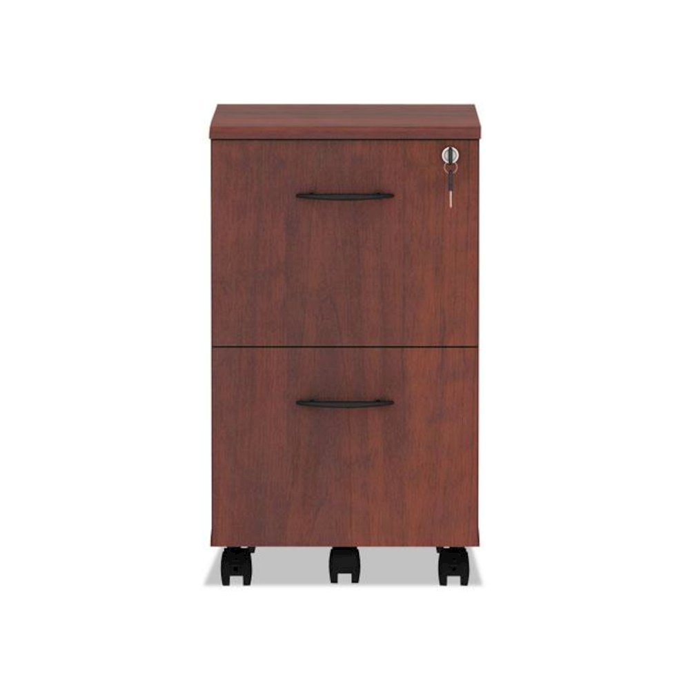 Alera Valencia Series Mobile Pedestal, Left or Right, 2 Legal/Letter-Size File Drawers, Medium Cherry, 15.38" x 20" x 26.63". Picture 2
