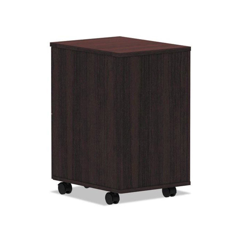 Alera Valencia Series Mobile Pedestal, Left or Right, 2 Legal/Letter-Size File Drawers, Mahogany, 15.38" x 20" x 26.63". Picture 4