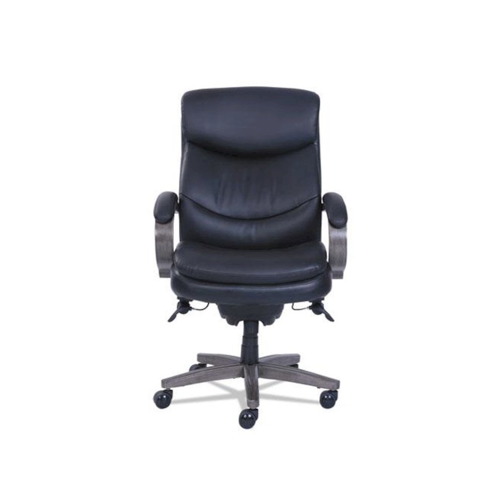 Woodbury High-Back Executive Chair, Supports Up to 300 lb, 20.25" to 23.25" Seat Height, Black Seat/Back, Weathered Gray Base. Picture 2
