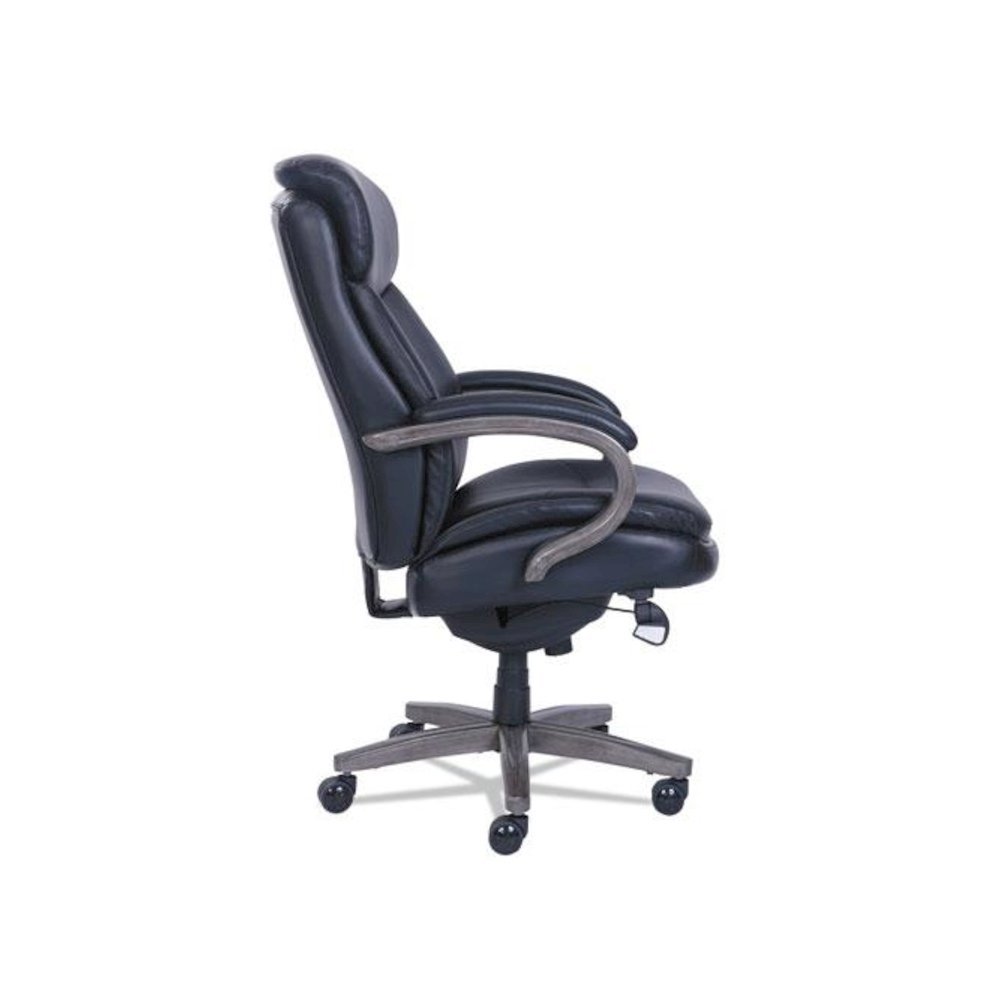 Woodbury High-Back Executive Chair, Supports Up to 300 lb, 20.25" to 23.25" Seat Height, Black Seat/Back, Weathered Gray Base. Picture 3